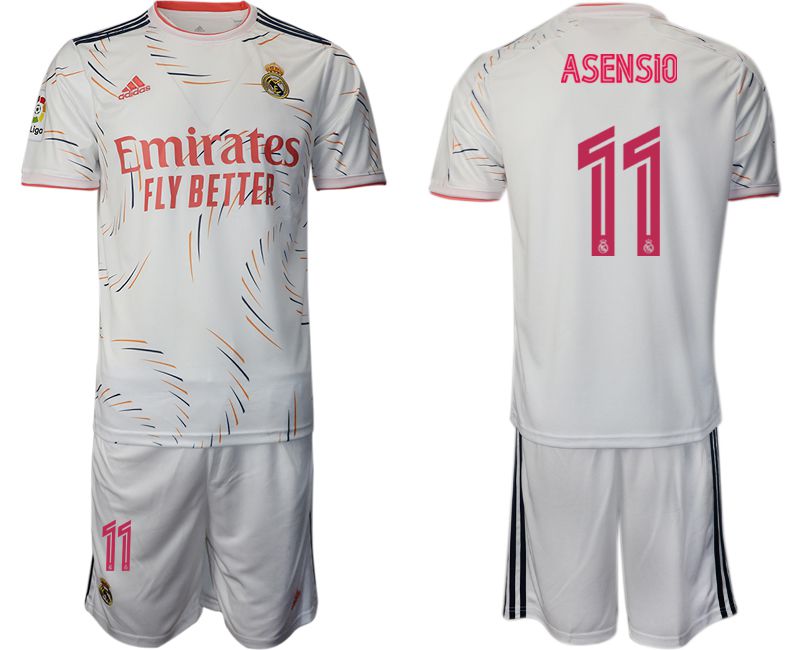 Men 2021-2022 Club Real Madrid home white #11 Adidas Soccer Jersey->real madrid jersey->Soccer Club Jersey